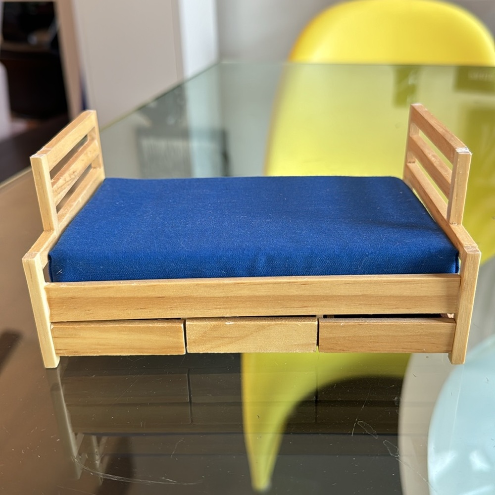 Miniature Daybed Dollhouse Drawers Blue